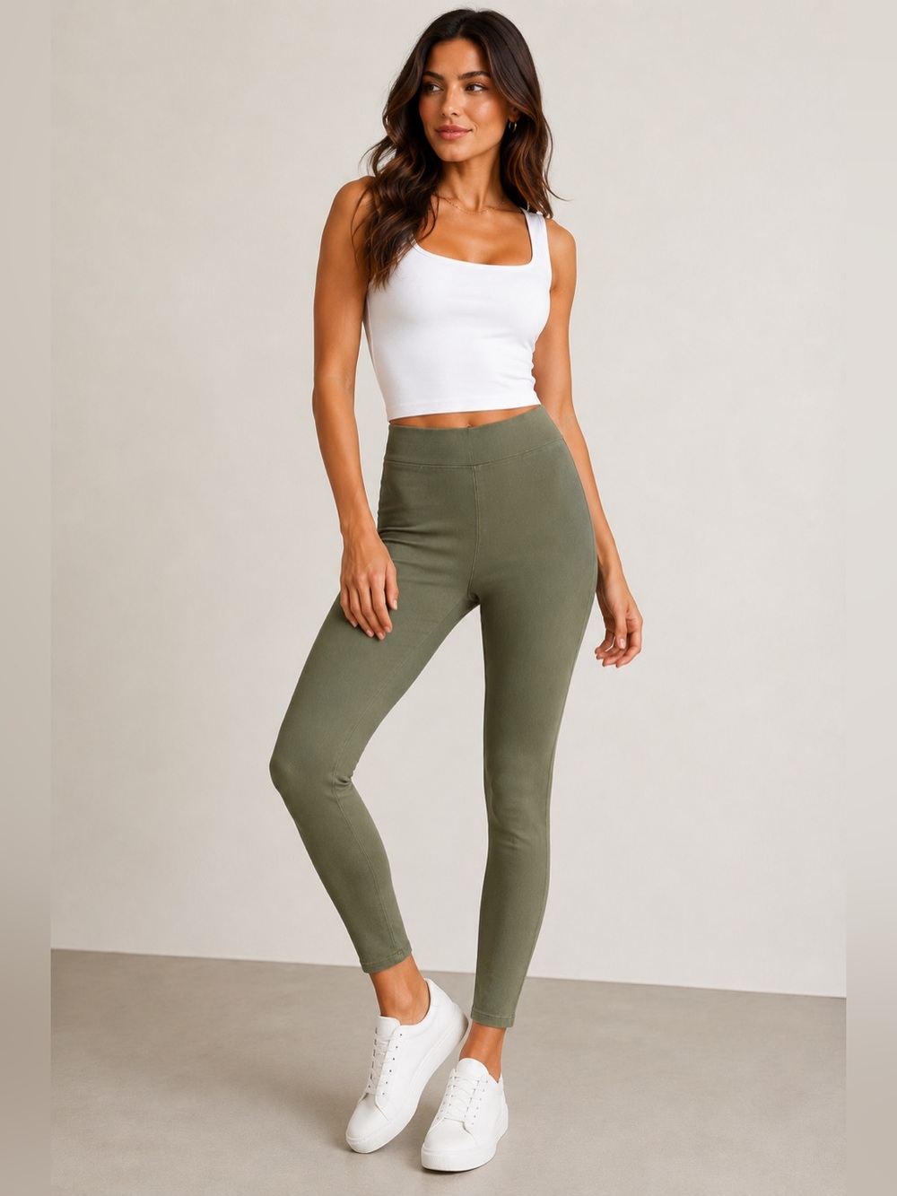 L'AGENCE Army Green Pull On Jean Leggings S NWT